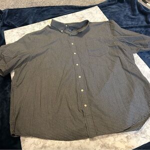 Men’s Puritan Black/Gray Checkered Short Sleeve Button Up Shirt Size 3XL